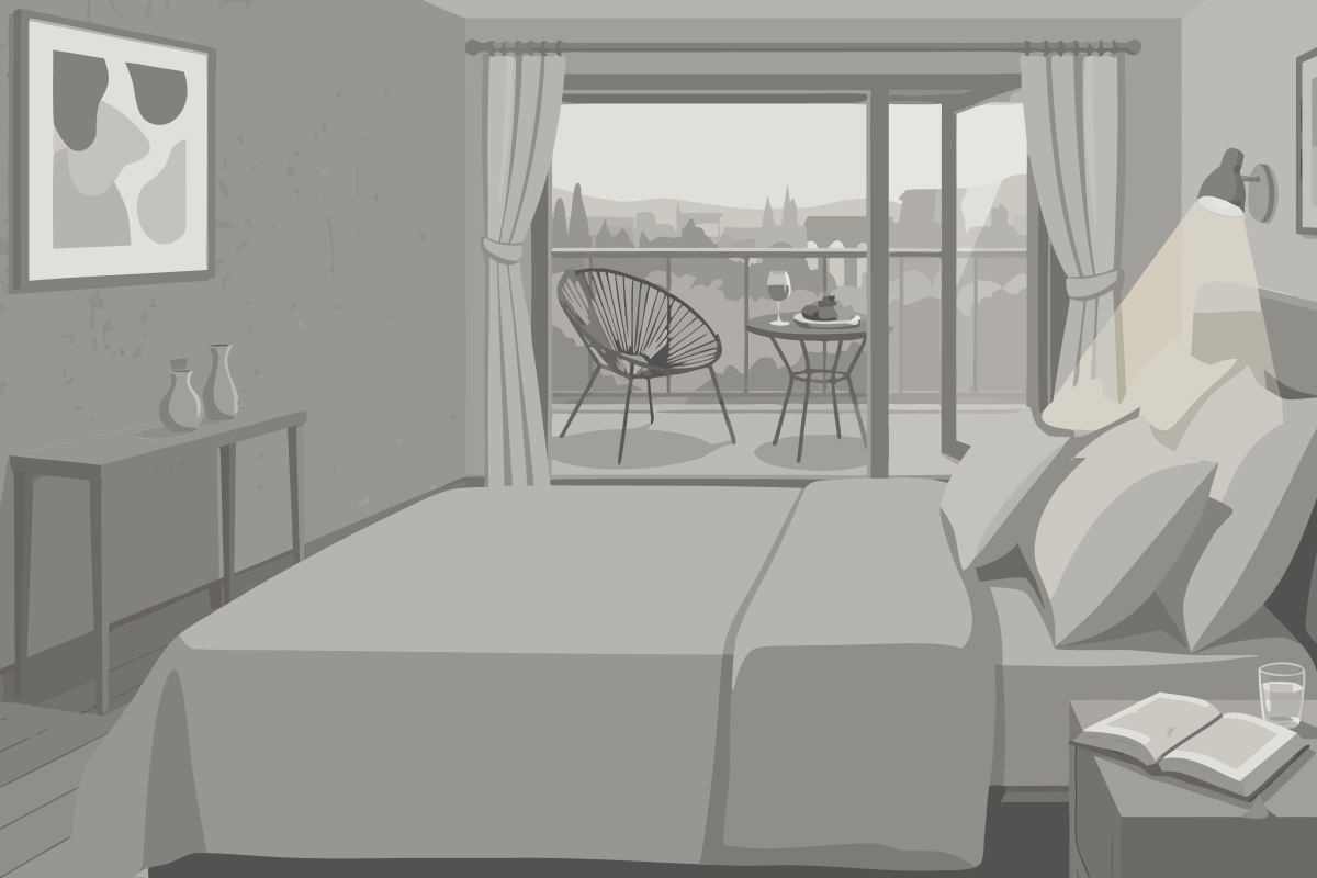 Doppel-/Zweibettzimmer mit eigener Terrasse